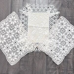 Vintage Rectangular Doilies Bundle 3 Ecru Lace  Crochet Intricate Lace Decor